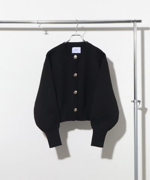 NOGLE(ノグル)の「【NOGLE/ノグル】ヘビーニットバルーン金ボタンカーディガン(カーディガン/ボレロ・レディース・グレー/ブラック/ブラウン・FREE)」の2枚目の写真