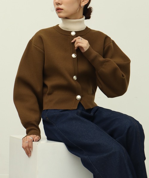 NOGLE(ノグル)の「【NOGLE/ノグル】ヘビーニットバルーン金ボタンカーディガン(カーディガン/ボレロ・レディース・グレー/ブラック/ブラウン・FREE)」の21枚目の写真