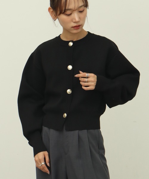 NOGLE(ノグル)の「【NOGLE/ノグル】ヘビーニットバルーン金ボタンカーディガン(カーディガン/ボレロ・レディース・グレー/ブラック/ブラウン・FREE)」の12枚目の写真