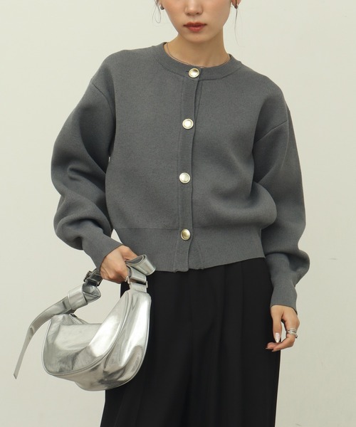 NOGLE(ノグル)の「【NOGLE/ノグル】ヘビーニットバルーン金ボタンカーディガン(カーディガン/ボレロ・レディース・グレー/ブラック/ブラウン・FREE)」の14枚目の写真