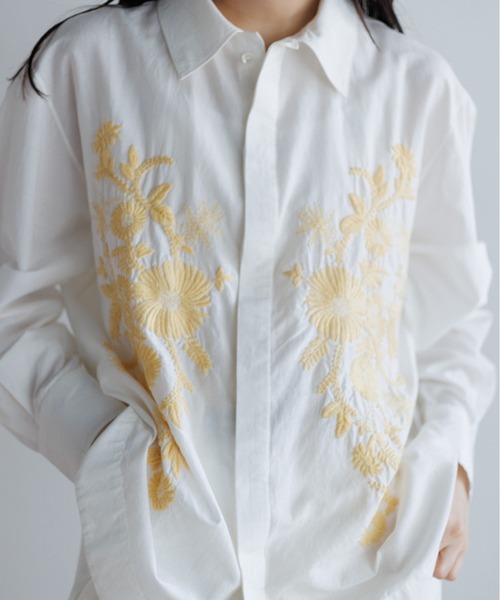 アメリカンラグシー 刺繍入り 長袖シャツ アイボリー系 LEIN / リーン