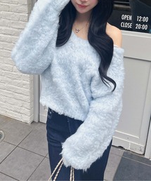 2Wayショート丈シャギーニット