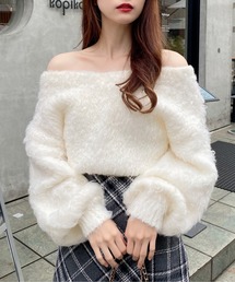 INGNI | ５Ｇオフショルショート丈カールシャギーニット(ニット/セーター)