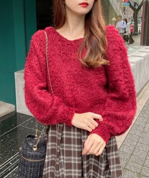 2Wayショート丈シャギーニット