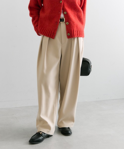 15万★アルマーニ【ヴァージンウール100%】ミルクティー★スラックス パンツ サスツキデニムワイドパンツ｜WOMEN｜250HAG11-205G｜AZUL BY MOUSSY