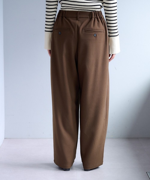 セール】【M/Lサイズ展開】ツータック起毛スラックスパンツ