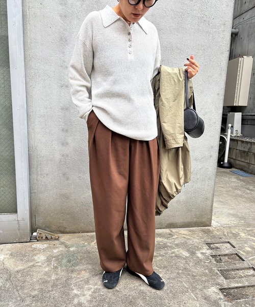 M/Lサイズ展開】ツータック起毛スラックスパンツ（スラックス）｜PUAL