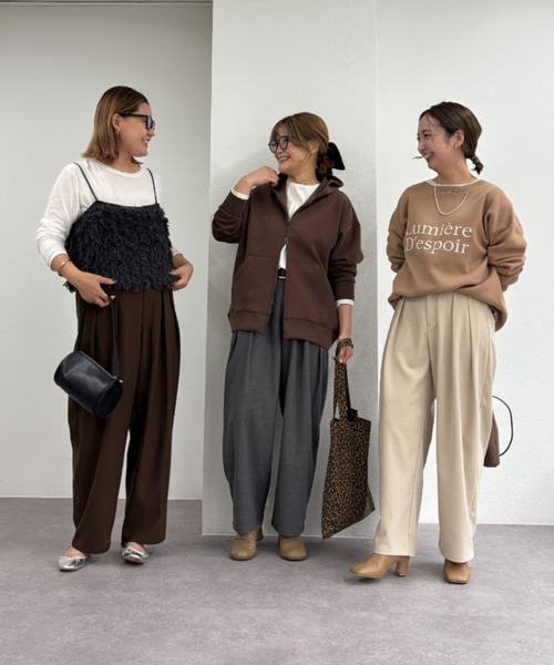 M/Lサイズ展開】ツータック起毛スラックスパンツ（スラックス）｜PUAL