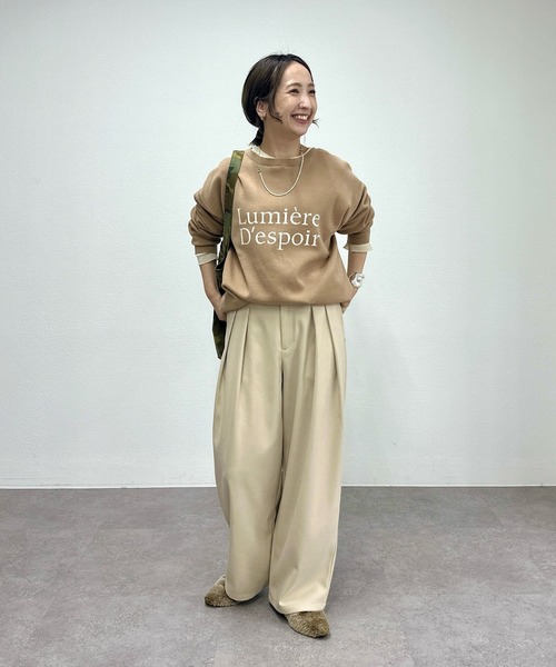 セール】【M/Lサイズ展開】ツータック起毛スラックスパンツ