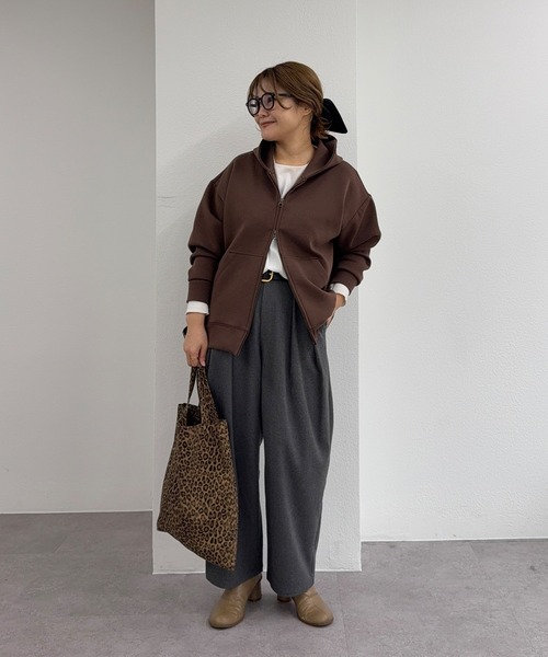 PUAL CE CIN（ピュアルセシン）の「【M/Lサイズ展開】ツータック起毛スラックスパンツ（スラックス・レディース・ベージュ/ブラウン/グレー・MEDIUM/LARGE）」の11枚目の写真