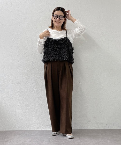 PUAL CE CIN（ピュアルセシン）の「【M/Lサイズ展開】ツータック起毛スラックスパンツ（スラックス・レディース・ベージュ/ブラウン/グレー・MEDIUM/LARGE）」の12枚目の写真