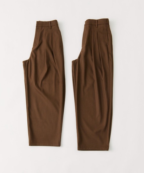 セール】【M/Lサイズ展開】ツータック起毛スラックスパンツ