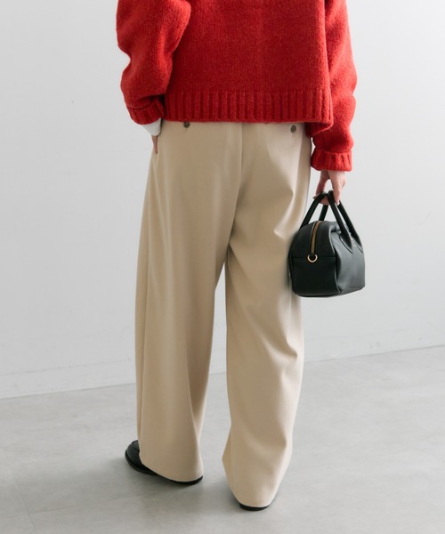 セール】【M/Lサイズ展開】ツータック起毛スラックスパンツ