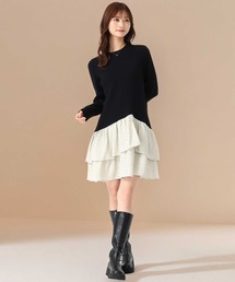 MISCH MASCH | 2025秋冬新作 ツイードドッキングミニワンピース(ワンピース)