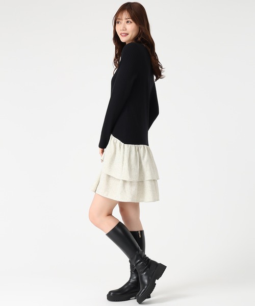 MISCH MASCH(ミッシュマッシュ)の「ツイードドッキングミニワンピース(ワンピース・レディース・ブラック×ホワイト/レッド・フリ-)」の5枚目の写真
