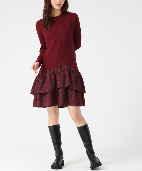 MISCH MASCH(ミッシュマッシュ)の「ツイードドッキングミニワンピース(ワンピース・レディース・ブラック×ホワイト/レッド・フリ-)」の18枚目の写真