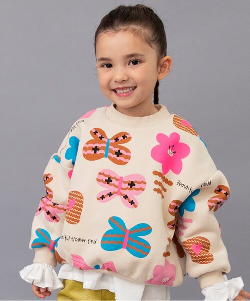 BREEZE（ブリーズ）の「【リンク/裏起毛】あったかバリエーショントレーナー_ジュニア対応（スウェット・キッズ・ピンク/グレー/オフホワイト/アイボリー・80/90/100/110/120/130/140）」の3枚目の写真