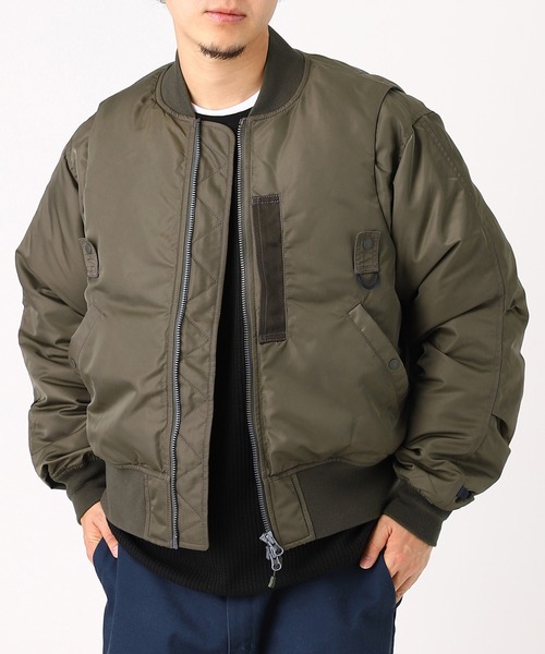 DAIWA PIER39（ダイワピア39）の「DAIWA PIER39 TECH 2WAY MA-1 DOWN JACKET BW-40025W（ダウンジャケット/コート・メンズ・カーキ/ブラック・LARGE/SMALL/MEDIUM/X-LARGE）」の2枚目の写真