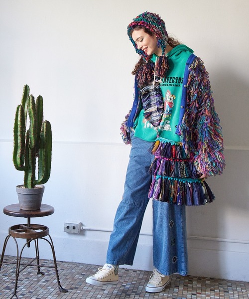 チャイハネ（チャイハネ）の「【チャイハネ】Amina×grn ファミタイフーディー（パーカー・レディース・グリーン/ホワイト・FREE）」の10枚目の写真