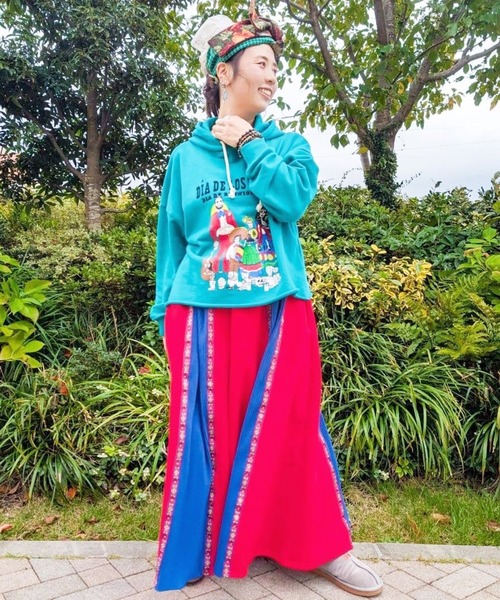 チャイハネ（チャイハネ）の「【チャイハネ】Amina×grn ファミタイフーディー（パーカー・レディース・グリーン/ホワイト・FREE）」の11枚目の写真