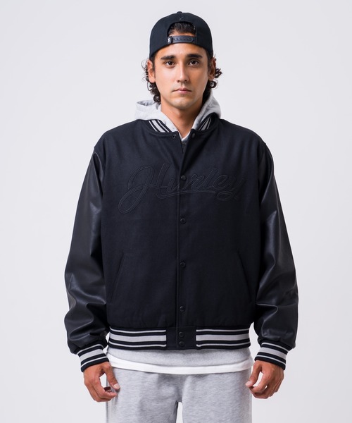 Hurley:ハーレー】合皮レザーバーシティジャケット スタジャン