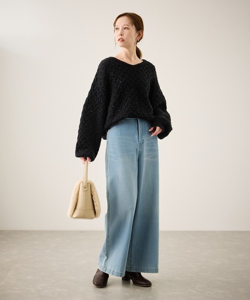 ROPE' PICNIC（ロペピクニック）の「ミニフラワースパンコールニット（ニット/セーター・レディース・キナリ/ブルー/ブラック・FREE）」の5枚目の写真