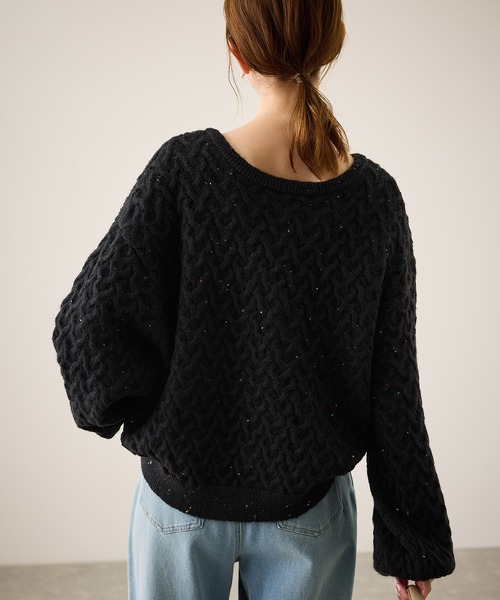ROPE' PICNIC（ロペピクニック）の「ミニフラワースパンコールニット（ニット/セーター・レディース・キナリ/ブルー/ブラック・FREE）」の8枚目の写真