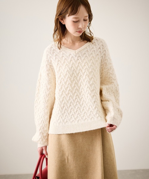 ROPE' PICNIC（ロペピクニック）の「ミニフラワースパンコールニット（ニット/セーター・レディース・キナリ/ブルー/ブラック・FREE）」の12枚目の写真