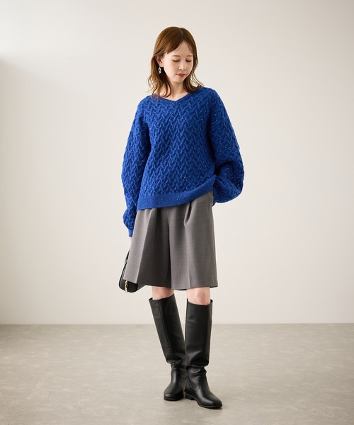 ROPE' PICNIC（ロペピクニック）の「ミニフラワースパンコールニット（ニット/セーター・レディース・キナリ/ブルー/ブラック・FREE）」の15枚目の写真