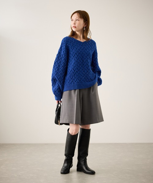 ROPE' PICNIC（ロペピクニック）の「ミニフラワースパンコールニット（ニット/セーター・レディース・キナリ/ブルー/ブラック・FREE）」の16枚目の写真