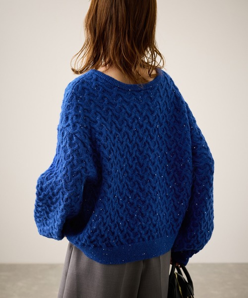 ROPE' PICNIC（ロペピクニック）の「ミニフラワースパンコールニット（ニット/セーター・レディース・キナリ/ブルー/ブラック・FREE）」の19枚目の写真