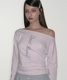 CRANK（クランク）の「レタリングオフショルダートップス_ピンク（Tシャツ/カットソー）」