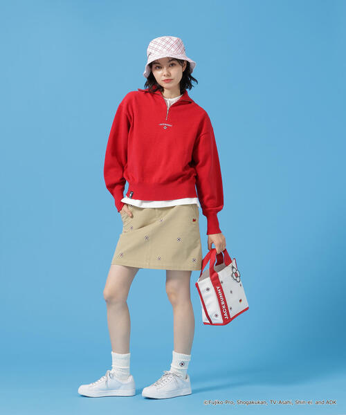 Jack Bunny!!(ジャックバニー)の「【Jack Bunny!!】【ドラえもん】2WAYストレッチツイル総柄スカート(スカート・レディース・ネイビー/ベージュ・MEDIUM/SMALL/LARGE)」の4枚目の写真