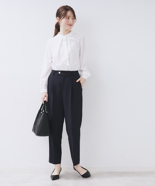 index(インデックス)の「ボウタイタックブラウス【洗濯機OK/防シワ】《XS~3L》(シャツ/ブラウス・レディース・ナチュラル/オフホワイト/ネイビー・44/42/40/38/36/34)」の20枚目の写真