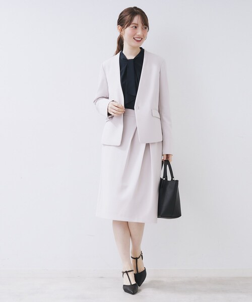 index(インデックス)の「ボウタイタックブラウス【洗濯機OK/防シワ】《XS~3L》(シャツ/ブラウス・レディース・ナチュラル/オフホワイト/ネイビー/ピンク系1・44/42/40/38/36/34)」の8枚目の写真