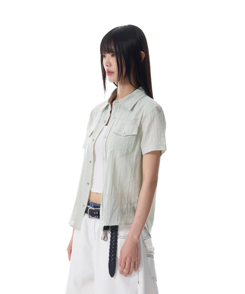 AAKAM（アーカム）の「Patterned Western Half Shirts (Green)（シャツ/ブラウス・レディース・その他・1/2）」の2枚目の写真