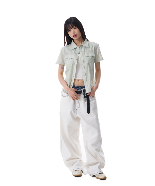 AAKAM（アーカム）の「Patterned Western Half Shirts (Green)（シャツ/ブラウス・レディース・その他・1/2）」の5枚目の写真