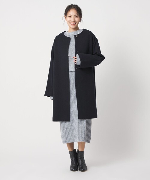 セール】カシミヤブレンド ノーカラーコート ＜A DAY IN THE LIFE