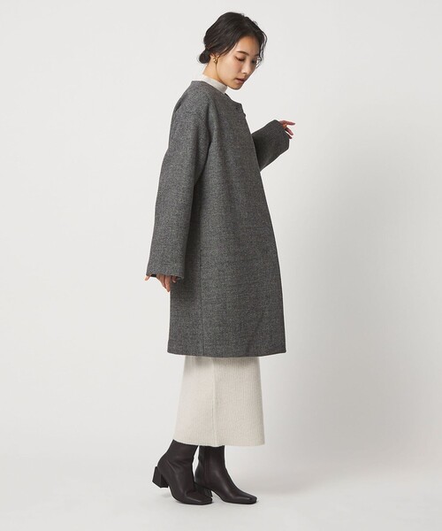セール】カシミヤブレンド ノーカラーコート ＜A DAY IN THE LIFE