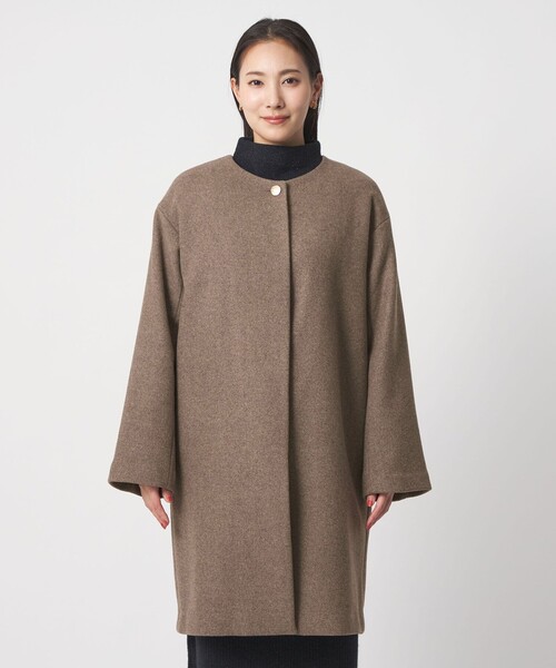 セール】カシミヤブレンド ノーカラーコート ＜A DAY IN THE LIFE