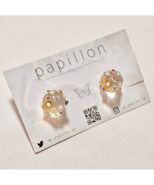 tone（トーン）の「【papillon】つぶつぶストーンイヤリング(MA)（イヤリング・レディース・クリア・FREE）」の2枚目の写真