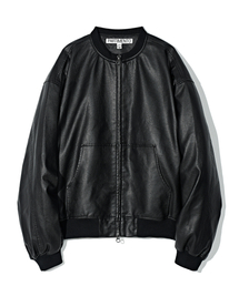 PARTIMENTO（パルティメント）の「レイヤードクロップレザーブルゾンブラック（MA-1）」