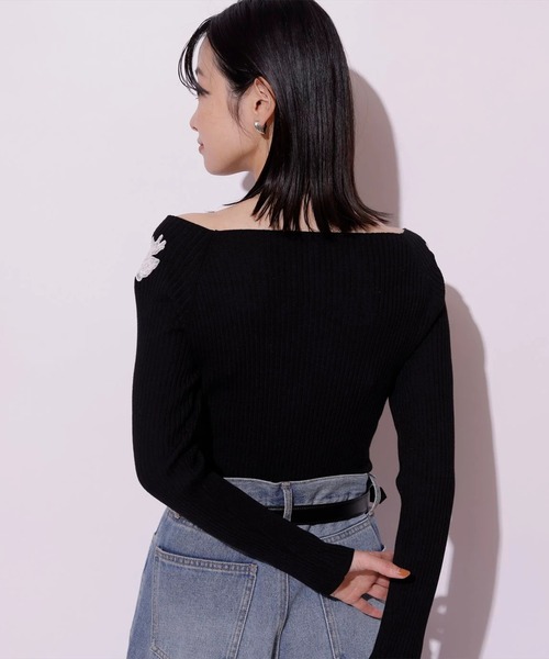 【新品・未着用】フラワーエンブロイダリーニット Mystrada ピンク　M Mystrada（マイストラーダ）の「フラワーエンブロイダリーニット