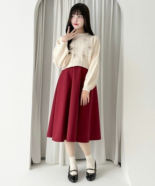 F i.n.t（フィント）の「フロントはしごプチリボンニットプルオーバー/fint フィント（ニット/セーター・レディース・ミント/アイボリー・FREE）」の3枚目の写真