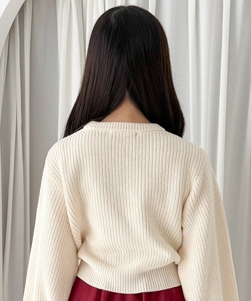 F i.n.t（フィント）の「フロントはしごプチリボンニットプルオーバー/fint フィント（ニット/セーター・レディース・ミント/アイボリー・FREE）」の6枚目の写真