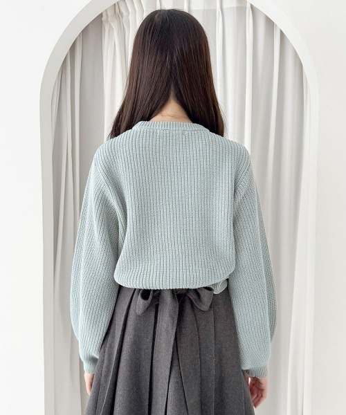 F i.n.t（フィント）の「フロントはしごプチリボンニットプルオーバー/fint フィント（ニット/セーター・レディース・ミント/アイボリー・FREE）」の10枚目の写真