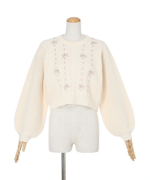 F i.n.t（フィント）の「フロントはしごプチリボンニットプルオーバー/fint フィント（ニット/セーター・レディース・ミント/アイボリー・FREE）」の12枚目の写真