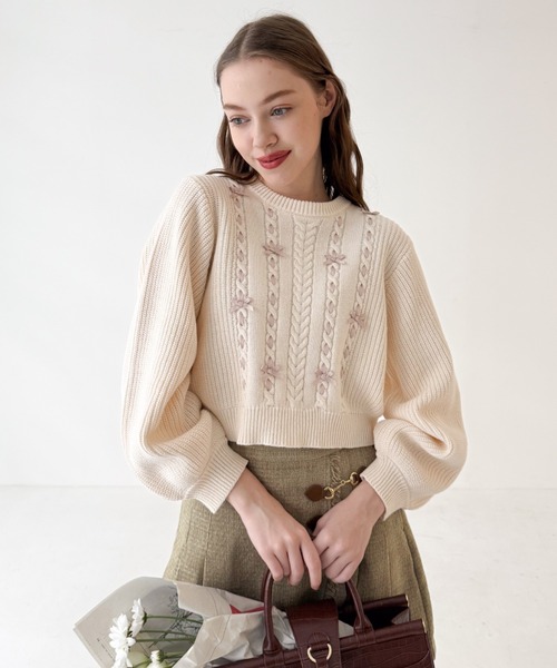F i.n.t（フィント）の「フロントはしごプチリボンニットプルオーバー/fint フィント（ニット/セーター・レディース・ミント/アイボリー・FREE）」の22枚目の写真