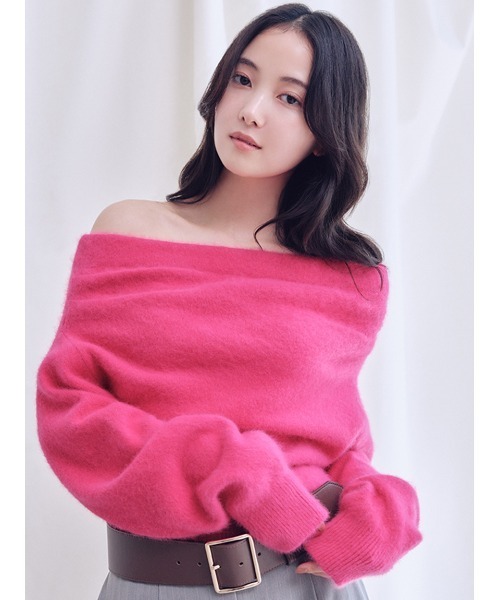 snidel HIGH QUALITYフォックスカシミヤオフショルプルオーバー HIGH QUALITY】フォックスカシミヤオフショルプルオーバー（ニット