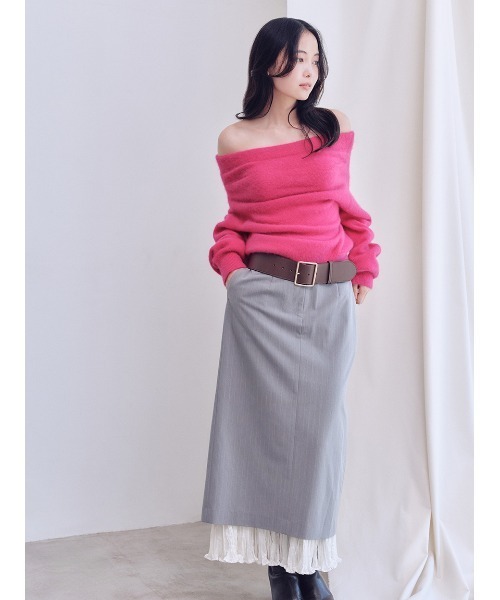 HIGH QUALITY】フォックスカシミヤオフショルプルオーバー（ニット